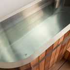 stainless steel ice bath with cedar exterior