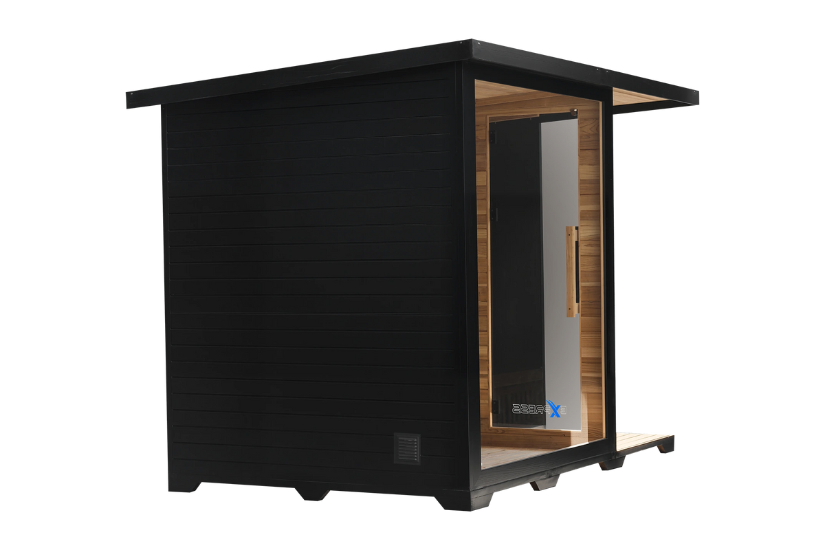 Haven Luxe | 4 Person Traditional Sauna - Japanese Cedar Cabin Sauna with Glass Front for Home Wellness & Relaxation