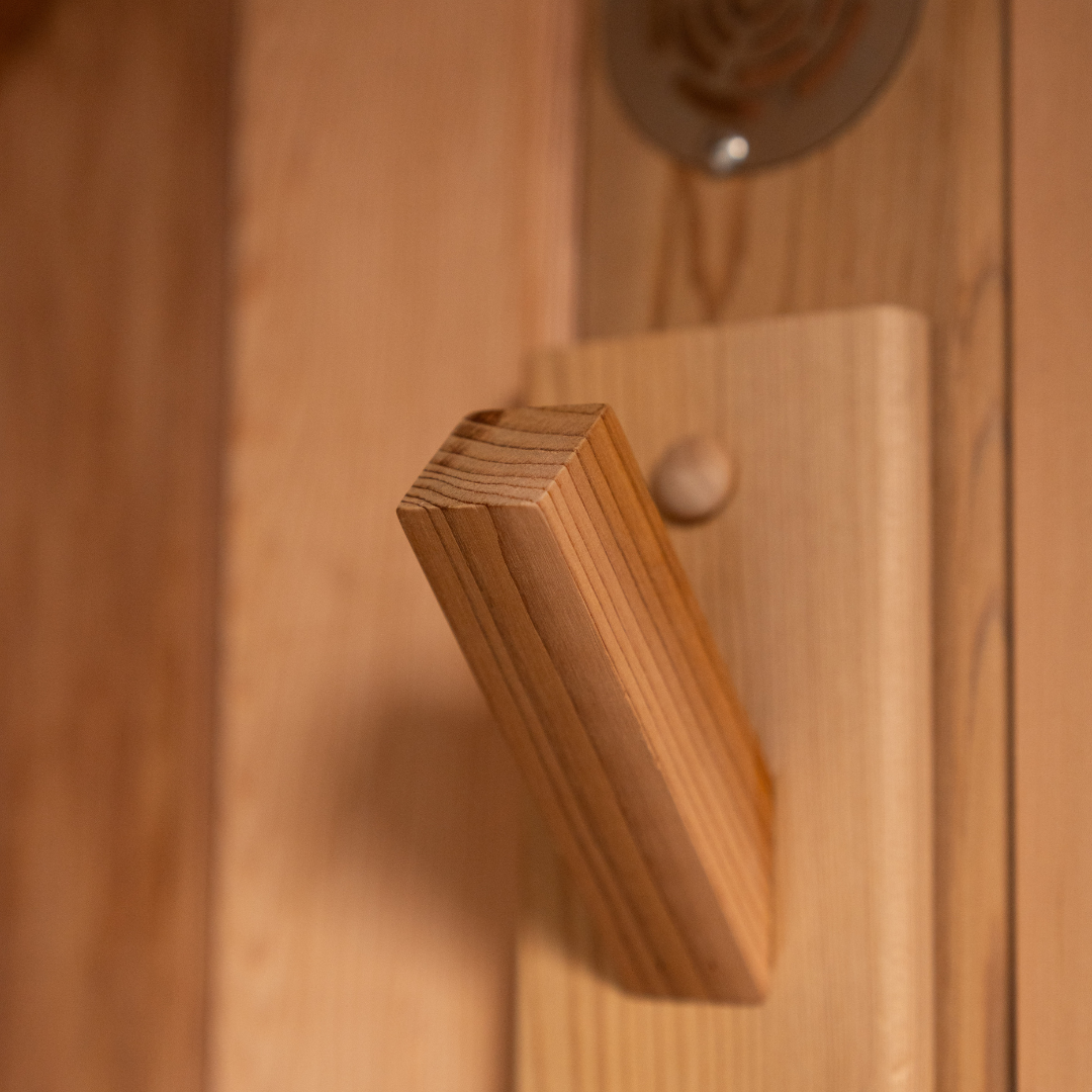 Wooden handle on a wooden door